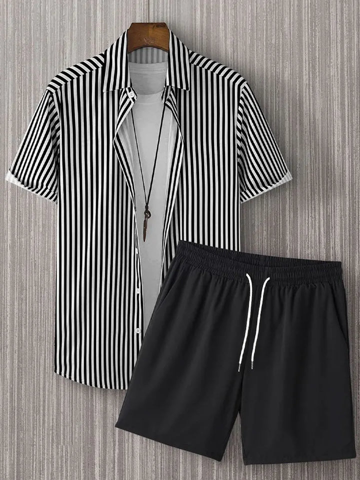 Short-Sleeved Shirt & Beach Shorts Set