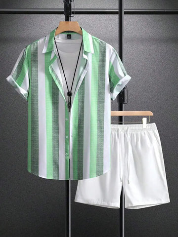 Short-Sleeved Shirt & Beach Shorts Set