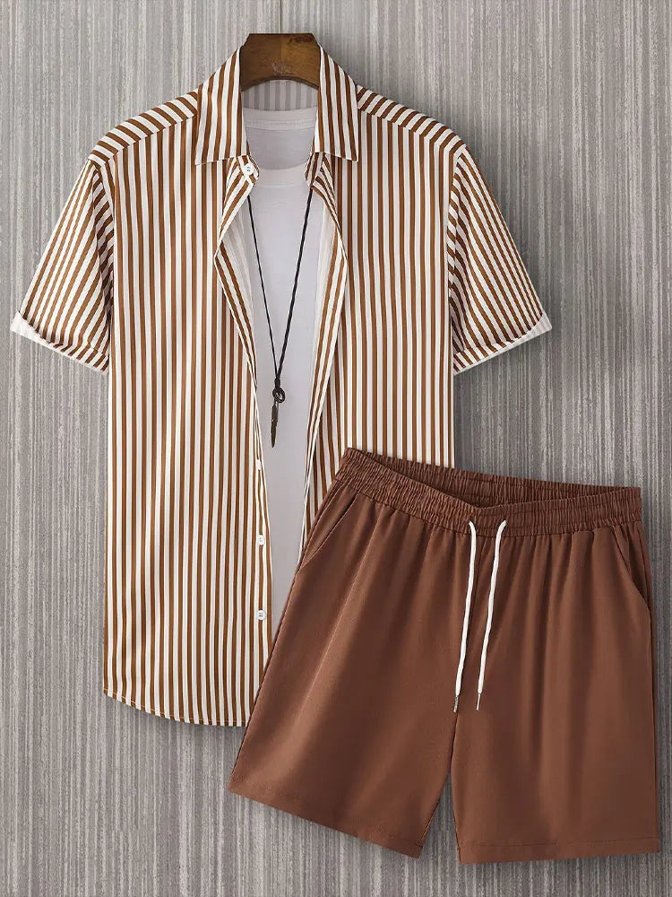 Short-Sleeved Shirt & Beach Shorts Set