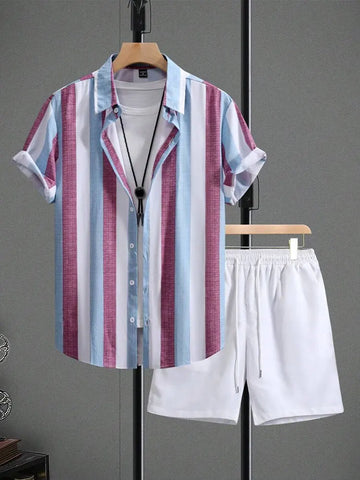 Short-Sleeved Shirt & Beach Shorts Set