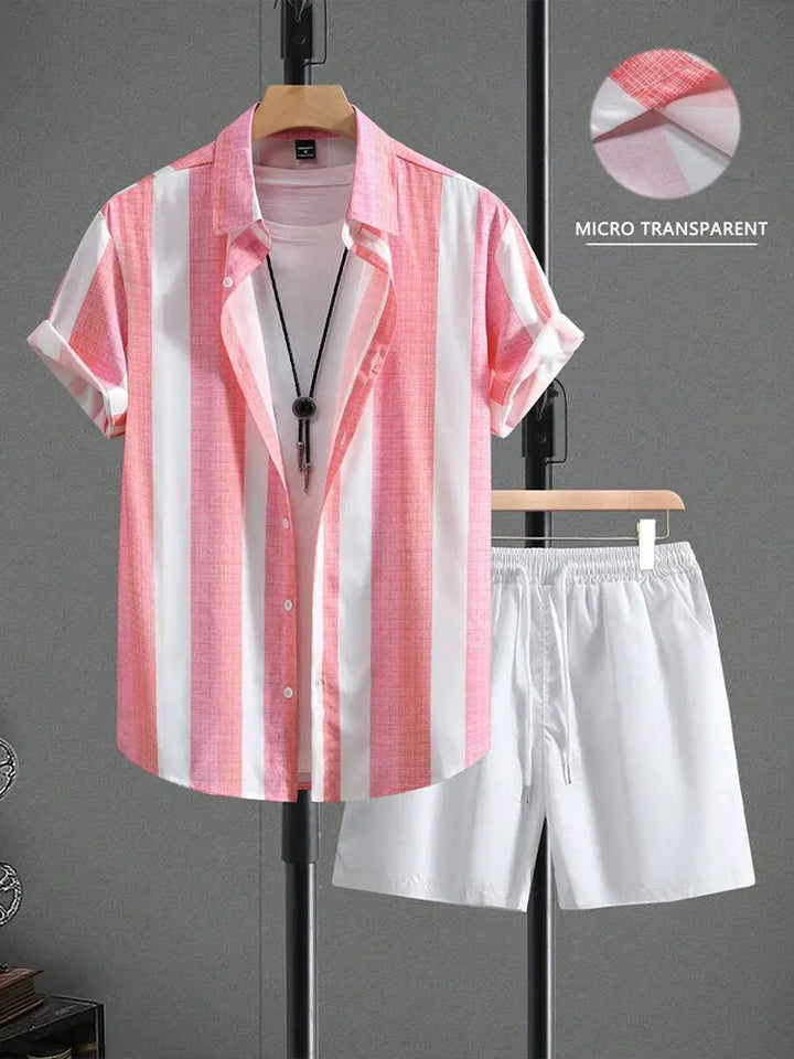 Short-Sleeved Shirt & Beach Shorts Set