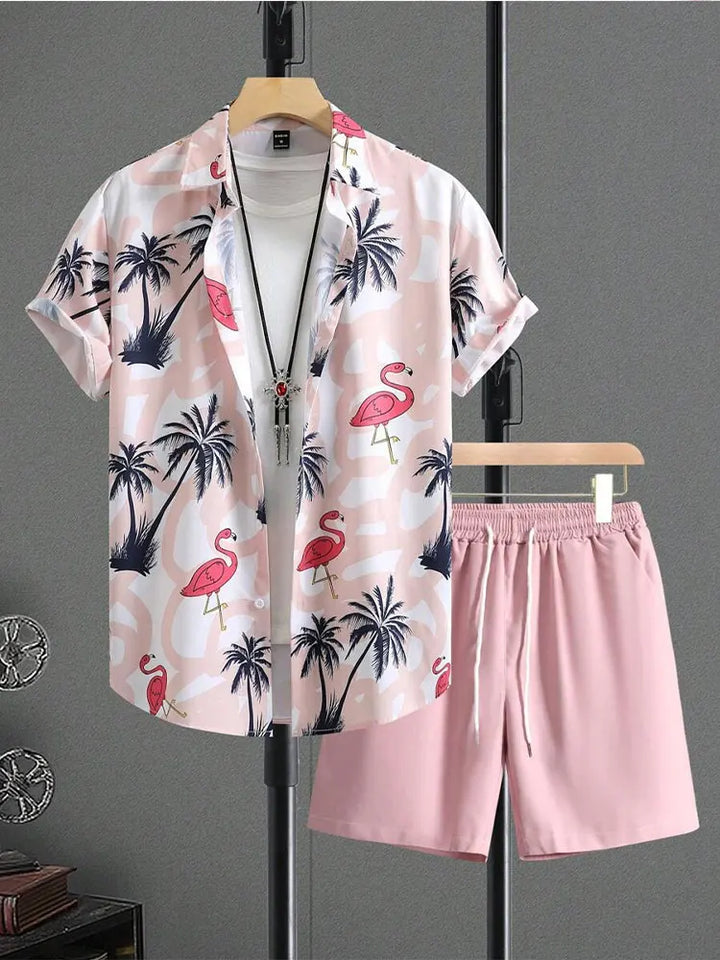 Short-Sleeved Shirt & Beach Shorts Set