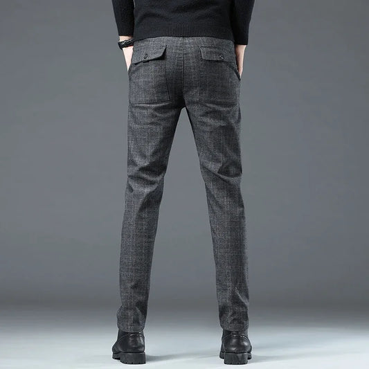 Y2K Men's Vintage Plaid Ankle-Length Pencil Pants