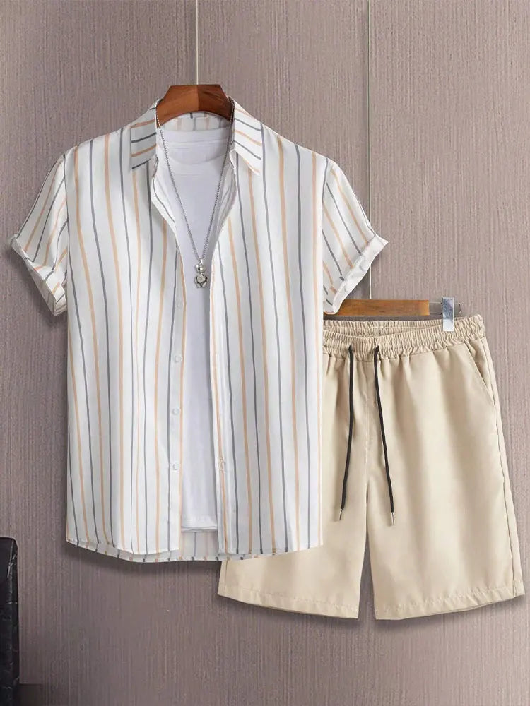 Short-Sleeved Shirt & Beach Shorts Set