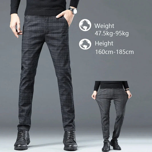 Y2K Men's Vintage Plaid Ankle-Length Pencil Pants