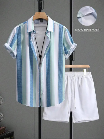 Short-Sleeved Shirt & Beach Shorts Set