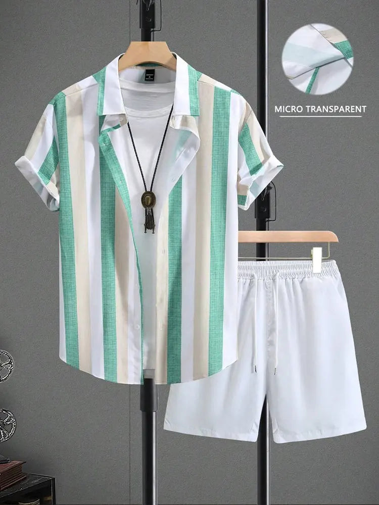 Short-Sleeved Shirt & Beach Shorts Set