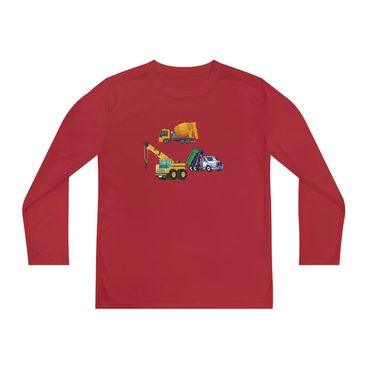 Construction Trucks Youth Long Sleeve Competitor Tee