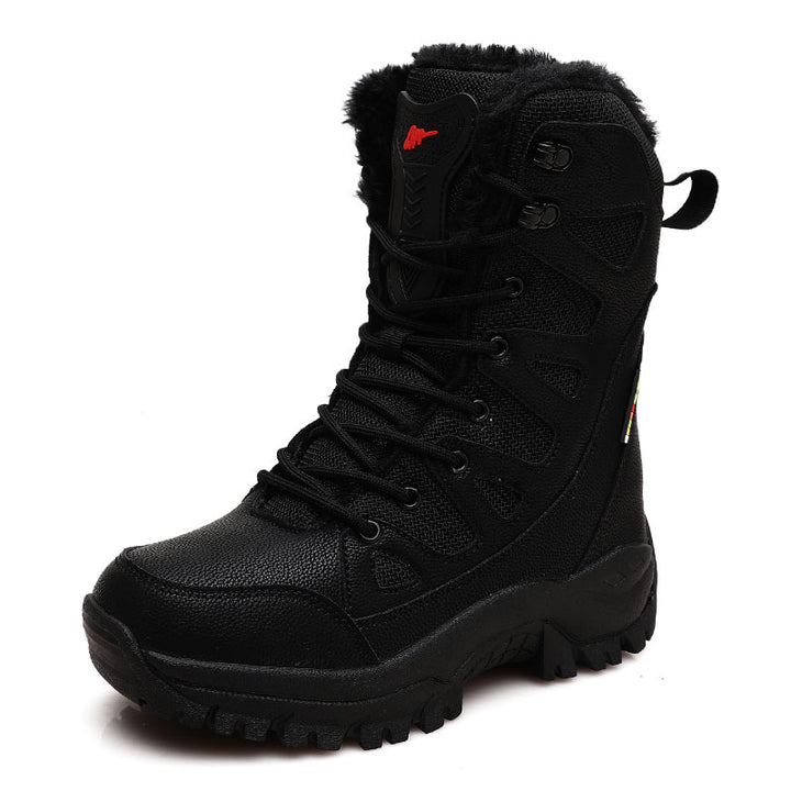 Plush Men Lace Up Waterproof Snow Boots