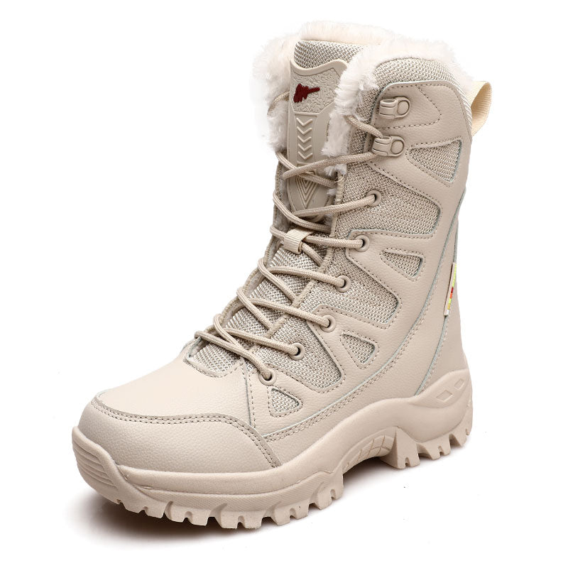 Plush Men Lace Up Waterproof Snow Boots