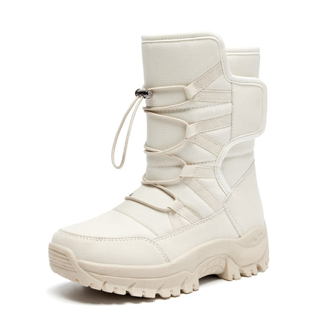Plush Men Lace Up Waterproof Snow Boots