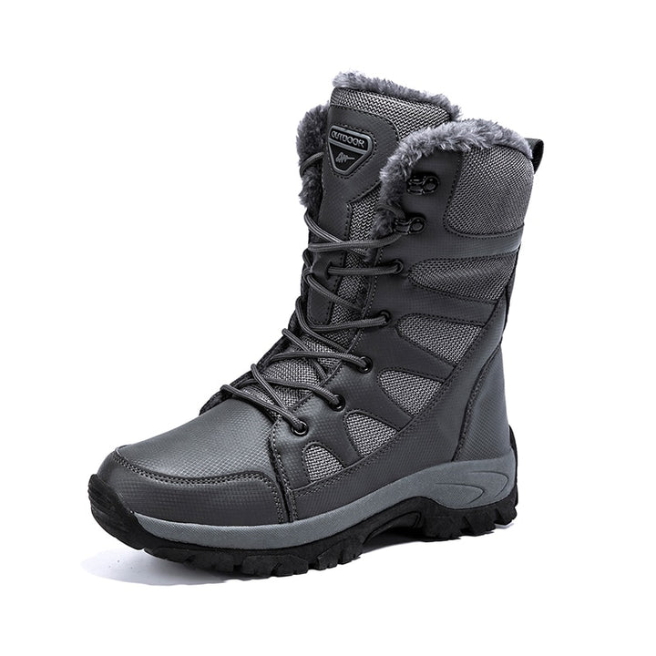 Plush Men Lace Up Waterproof Snow Boots