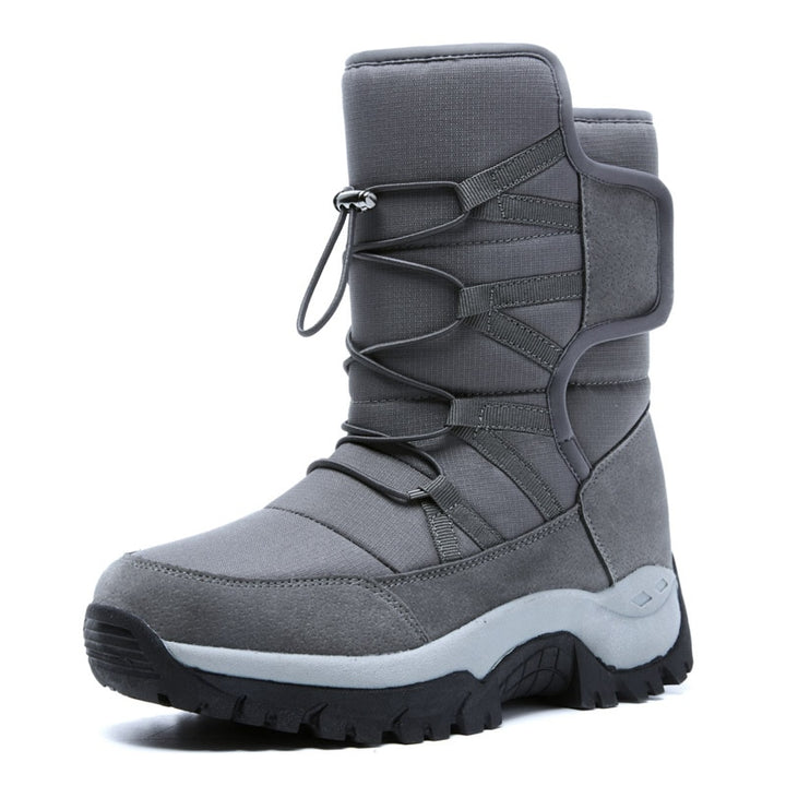 Plush Men Lace Up Waterproof Snow Boots