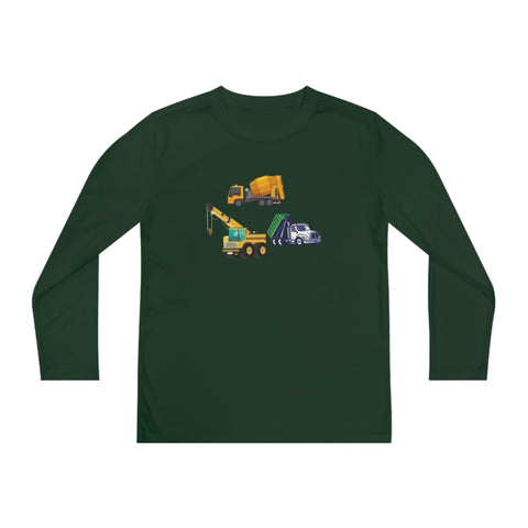 Construction Trucks Youth Long Sleeve Competitor Tee