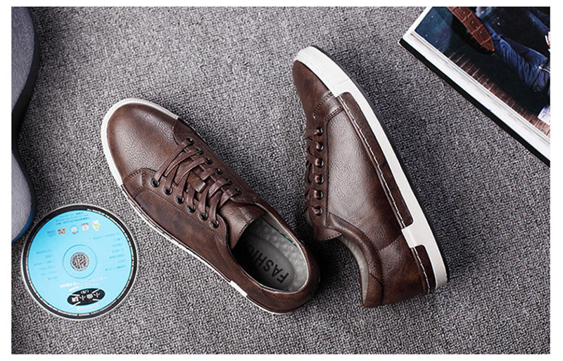 Men Soft Leather Casual Sneakers